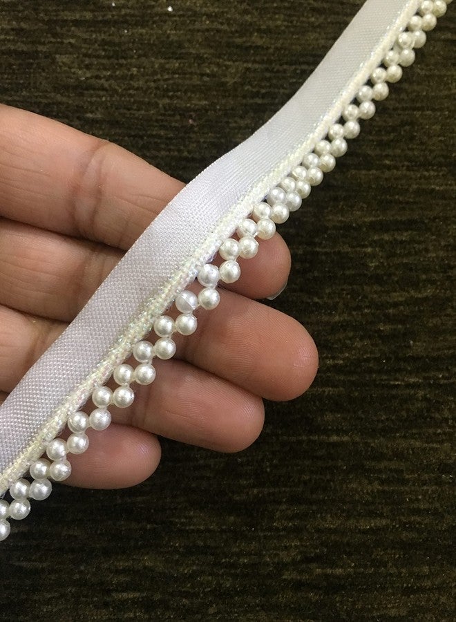 DaSync Pearl Lace and Border Material for Sarees offwhite Cream Colour lace Blouse Dupatta chunni lahenga Gowns, Dress, caps, Decoration and Crafts,Pack of 8 Meters - Image 3